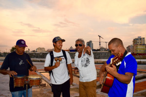 Playing with a band on the Malecon